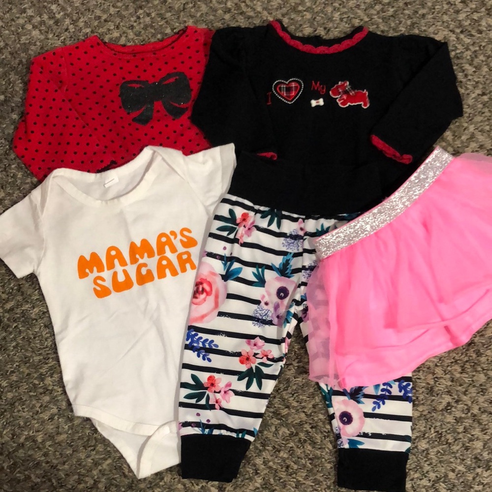 Baby Girl Clothing Set with Pink Tutu and Floral Pants